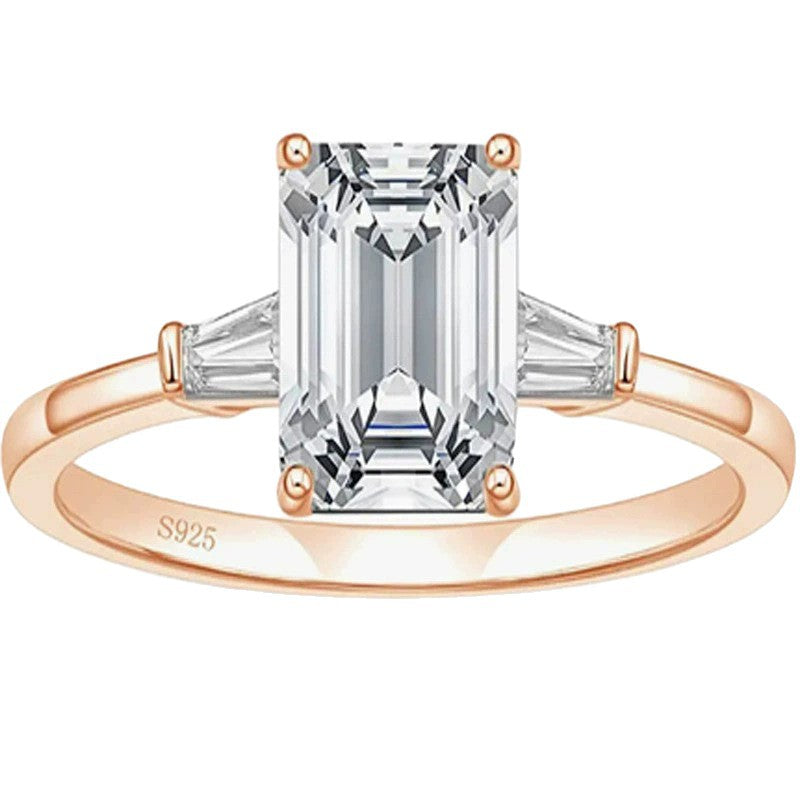 Square Emerald Cut Zircon Ring – image 5