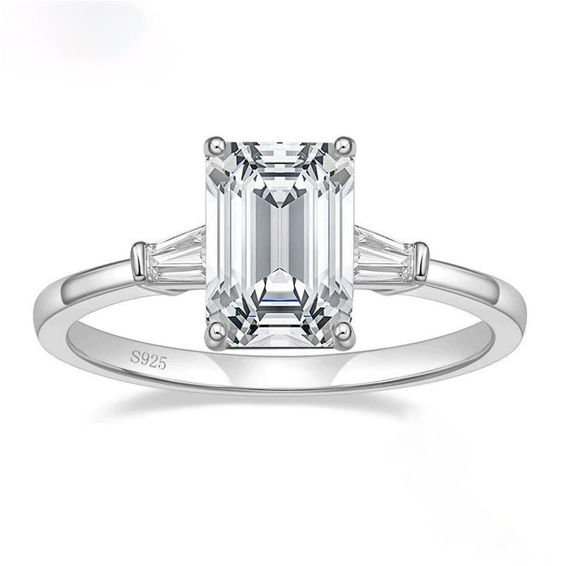 Square Emerald Cut Zircon Ring – image 6