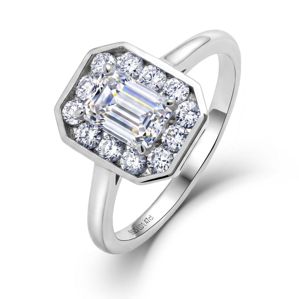 Emerald Cut Lab Grown Diamond Halo Ring