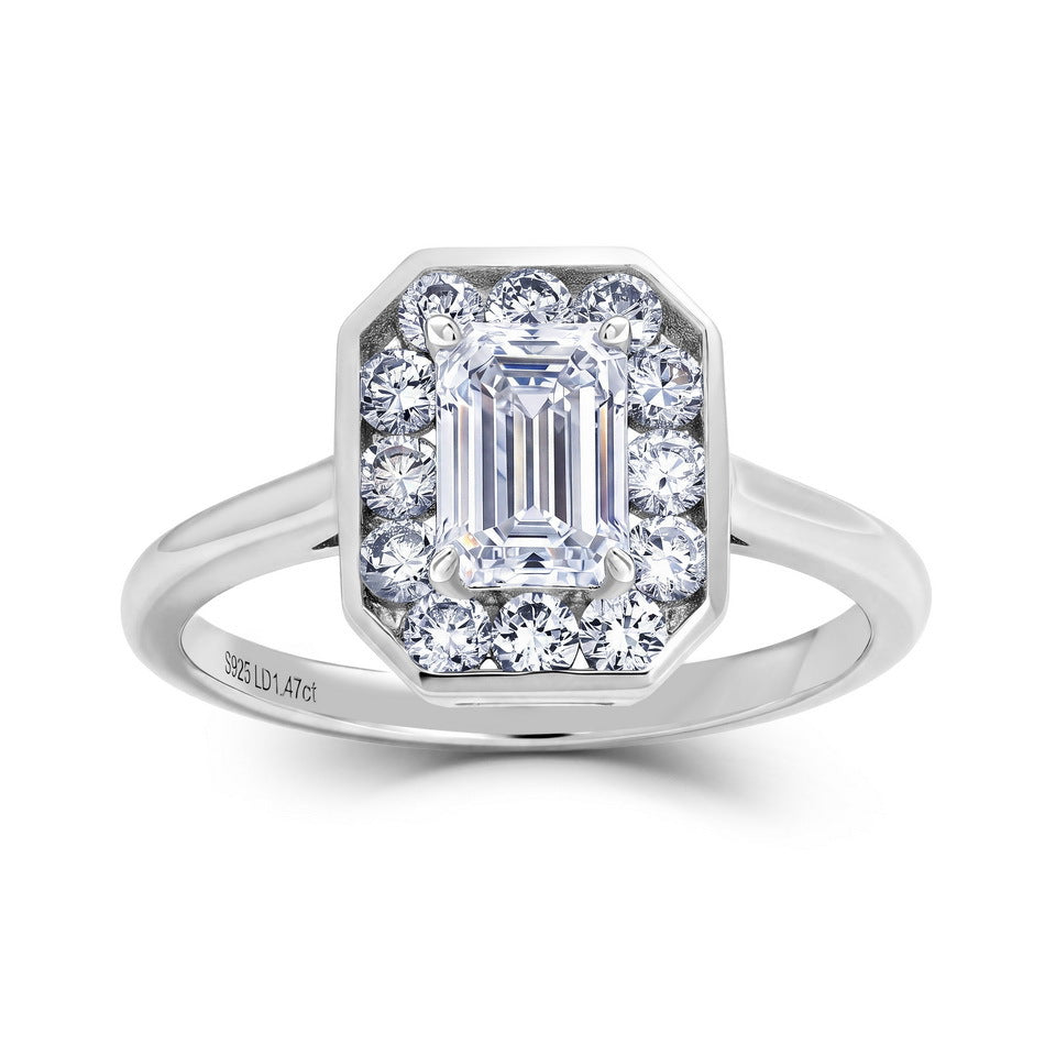 Emerald Cut Lab Grown Diamond Halo Ring – image 5