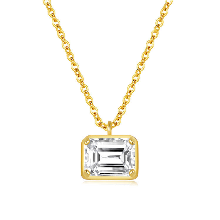 Emerald Cut Moissanite Pendant Necklace