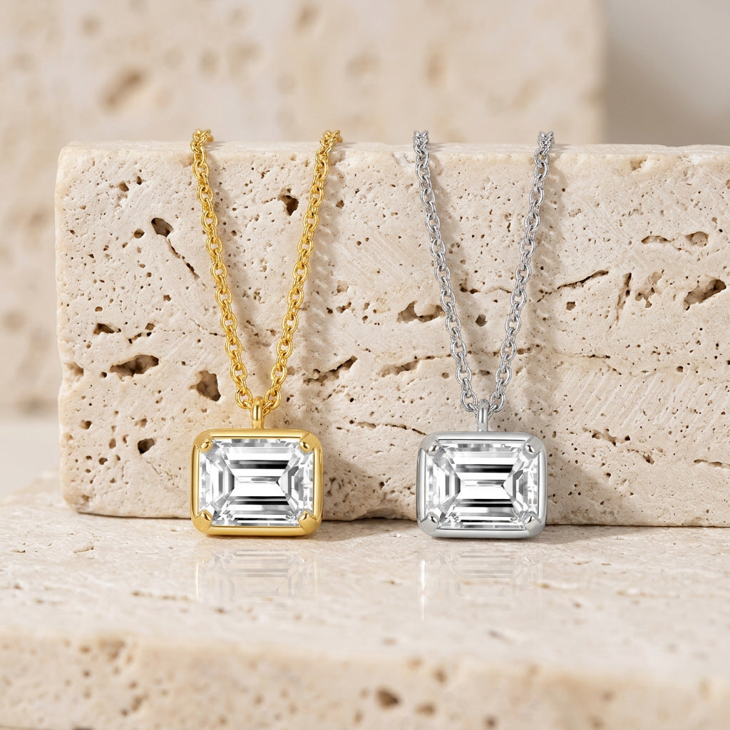 Emerald Cut Moissanite Pendant Necklace – wholesale moissanite jewelry
