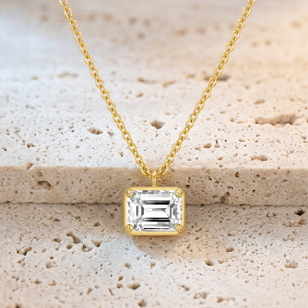 Emerald Cut Moissanite Pendant Necklace – image 5
