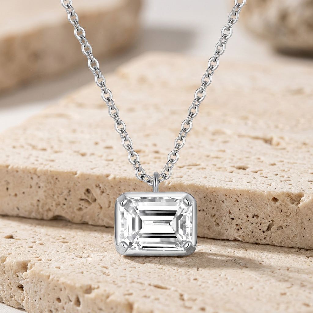 Emerald Cut Moissanite Pendant Necklace – image 6