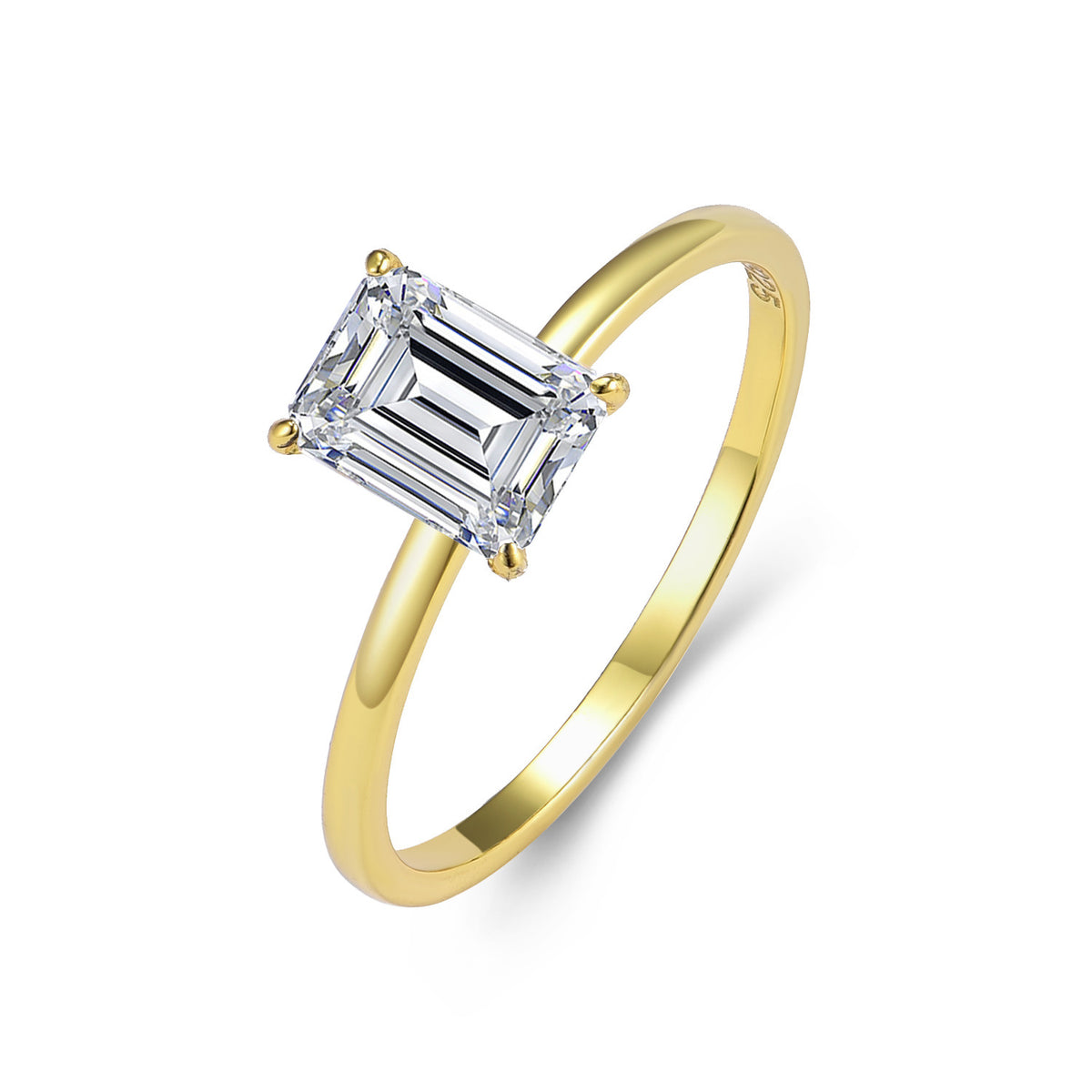 Emerald Cut Moissanite Solitaire Ring
