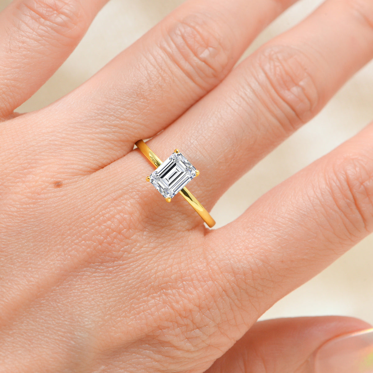 Emerald Cut Moissanite Solitaire Ring – image 4