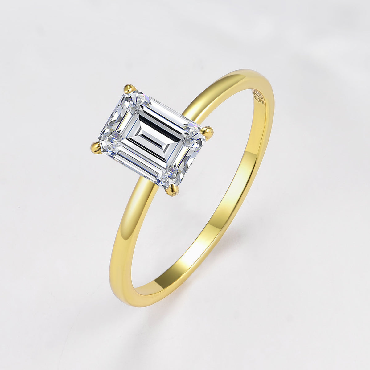 Emerald Cut Moissanite Solitaire Ring – image 5
