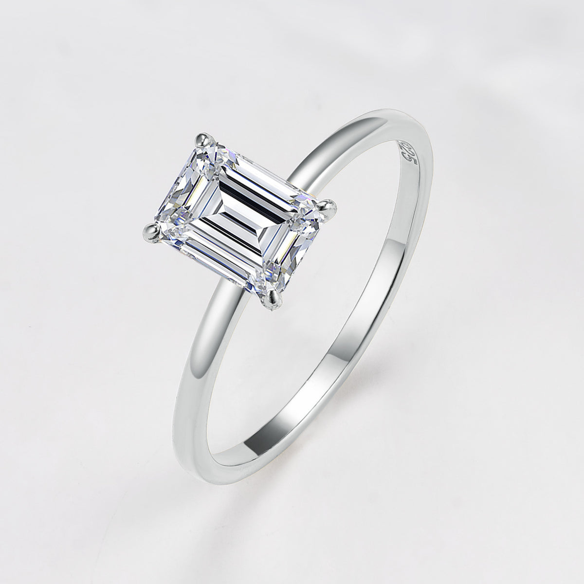 Emerald Cut Moissanite Solitaire Ring – image 6
