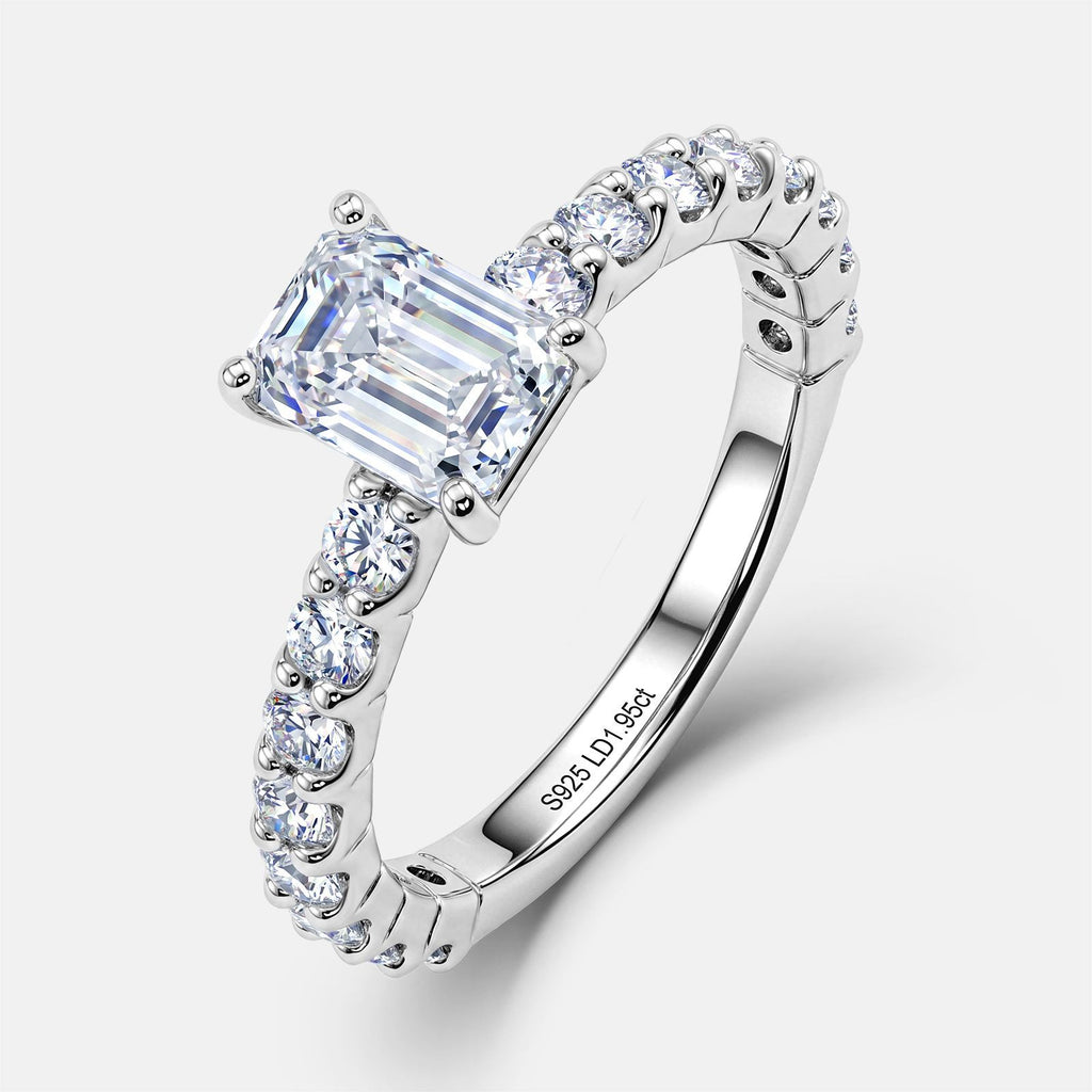 Emerald Cut Lab Grown Diamond Pave Ring