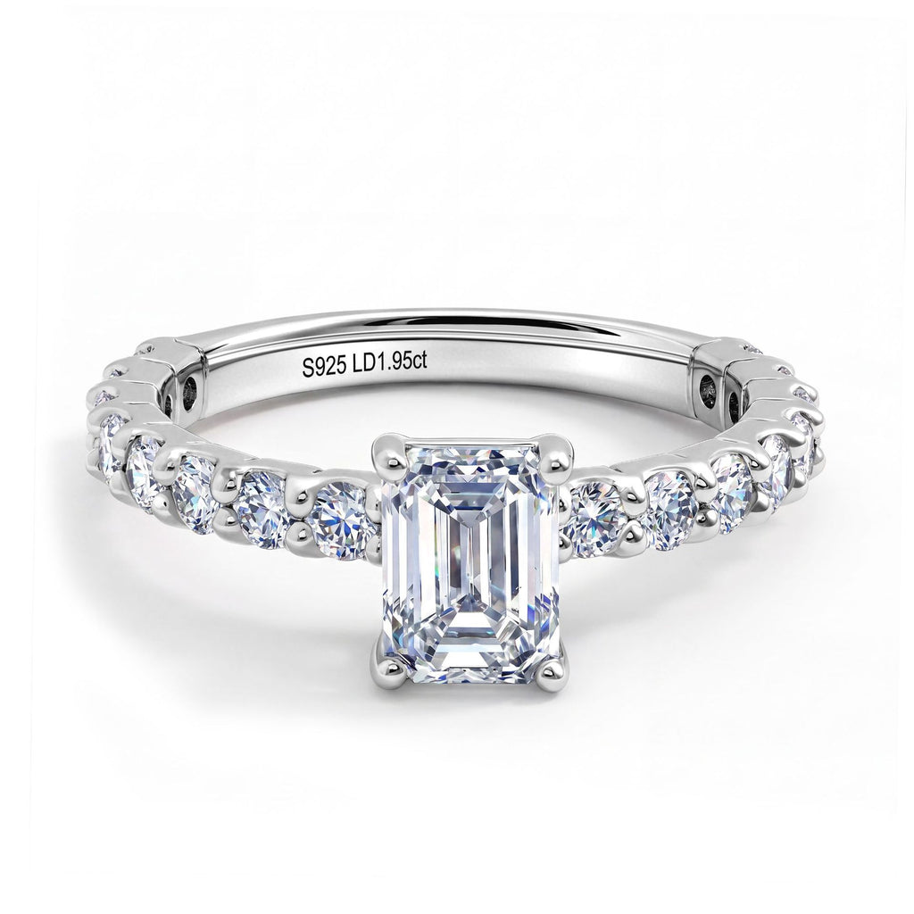 Emerald Cut Lab Grown Diamond Pave Ring – image 5