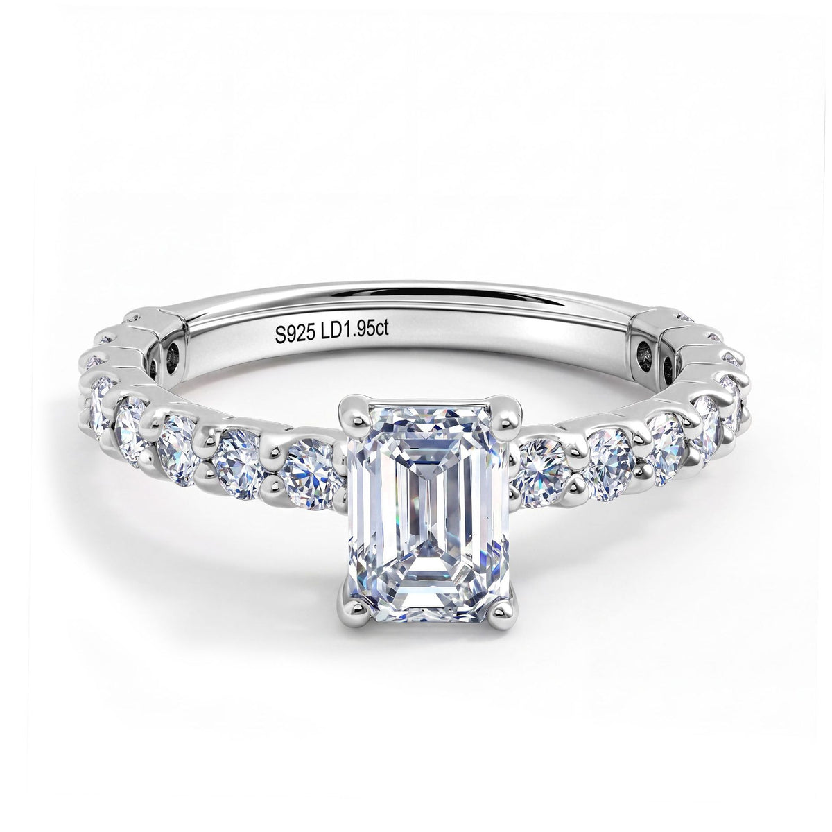 Emerald Cut Lab Grown Diamond Pave Ring – image 5