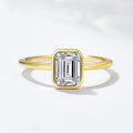 Emerald Cut Zircon Bezel Ring