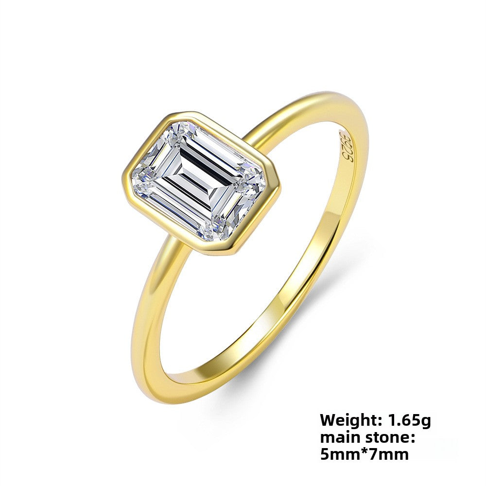 Emerald Cut Zircon Bezel Ring – image 6