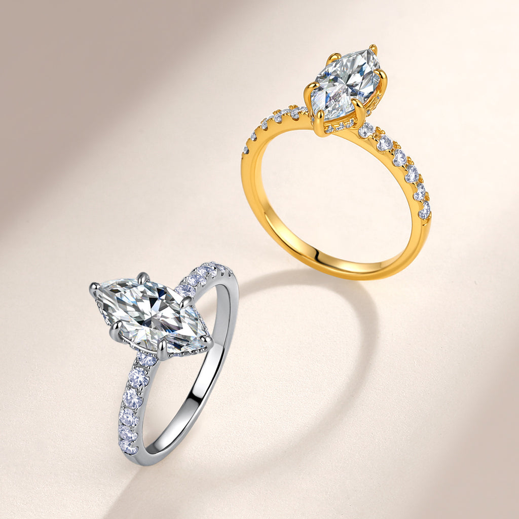 Marquise Cut Moissanite Engagement Ring – detail view 3