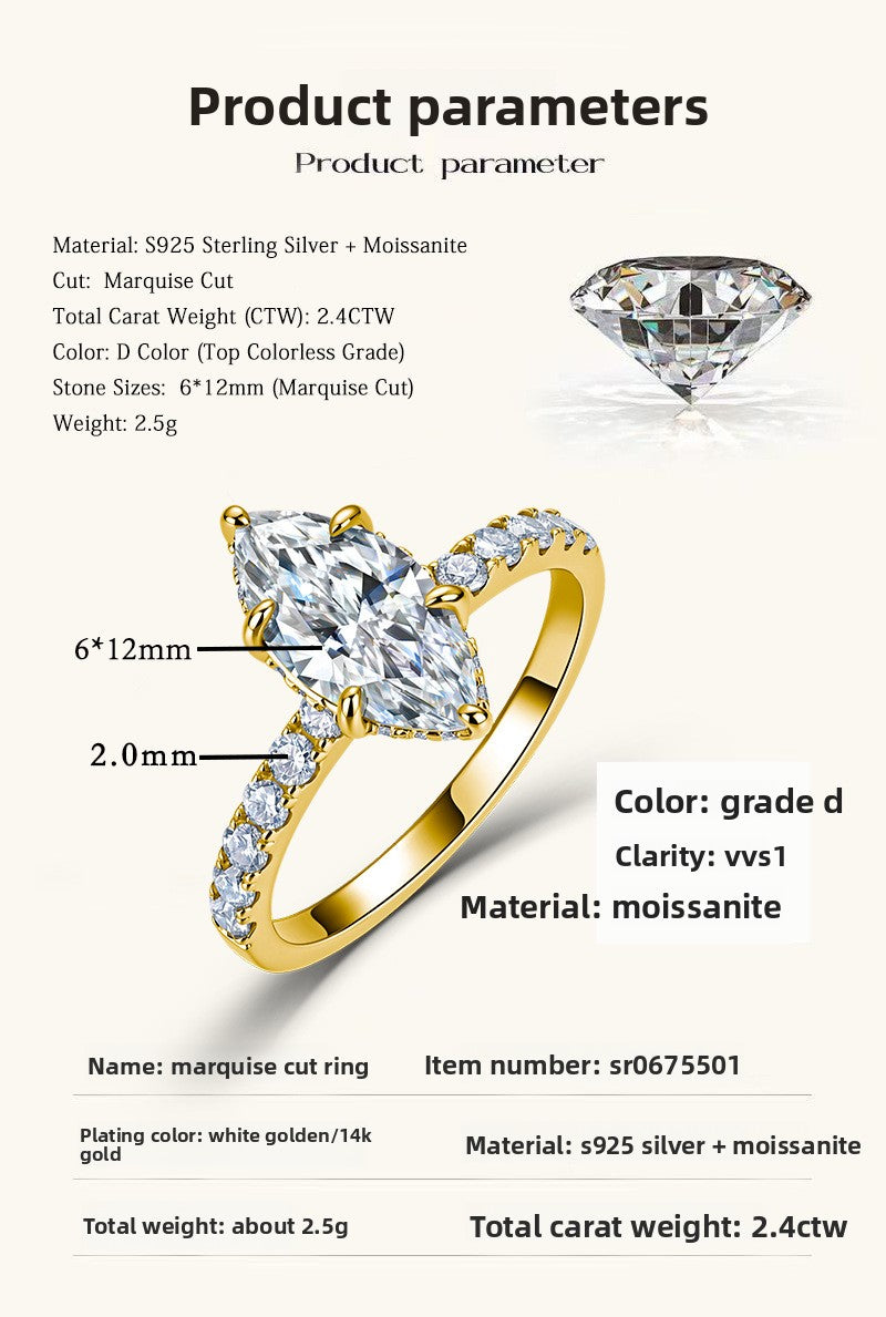 Marquise Cut Moissanite Engagement Ring – image 5