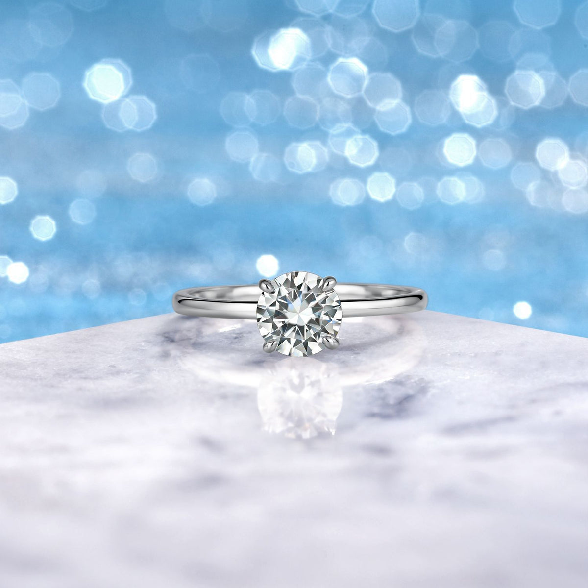 Simple Four-Claw Moissanite Ring – image 4