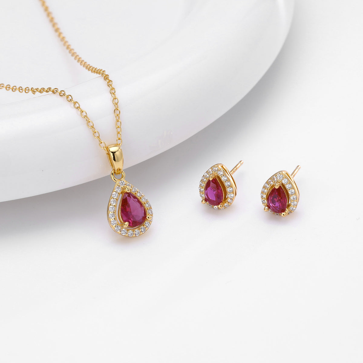 Double-Layer Zircon Earrings and Necklace Set – image 13