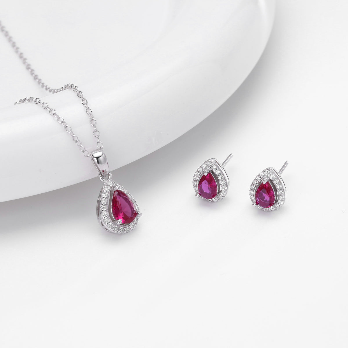 Double-Layer Zircon Earrings and Necklace Set – image 14