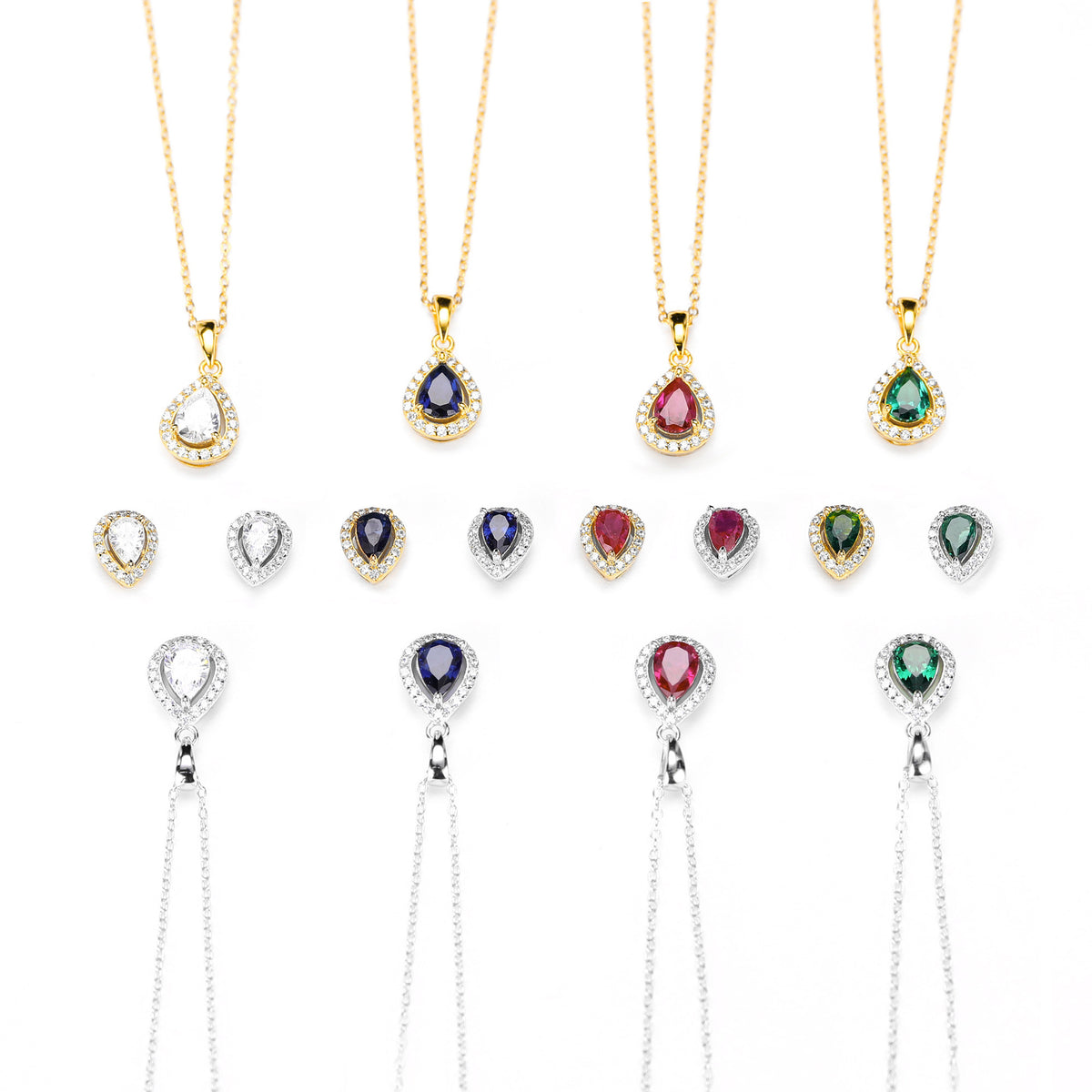 Double-Layer Zircon Earrings and Necklace Set – wholesale jewelry sets