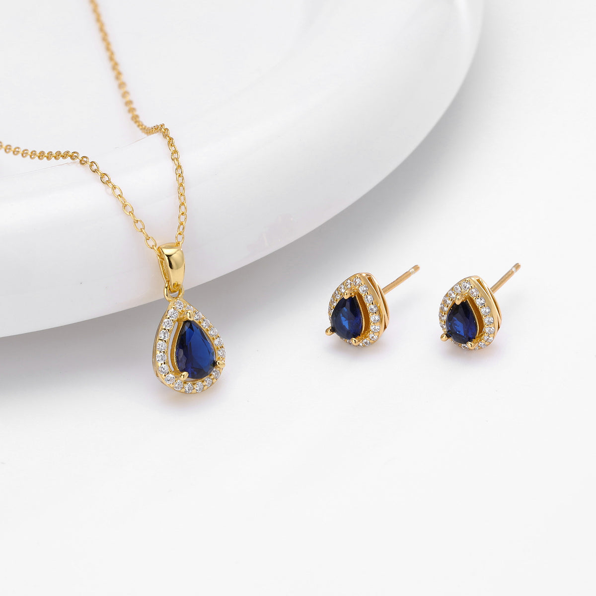 Double-Layer Zircon Earrings and Necklace Set – image 22