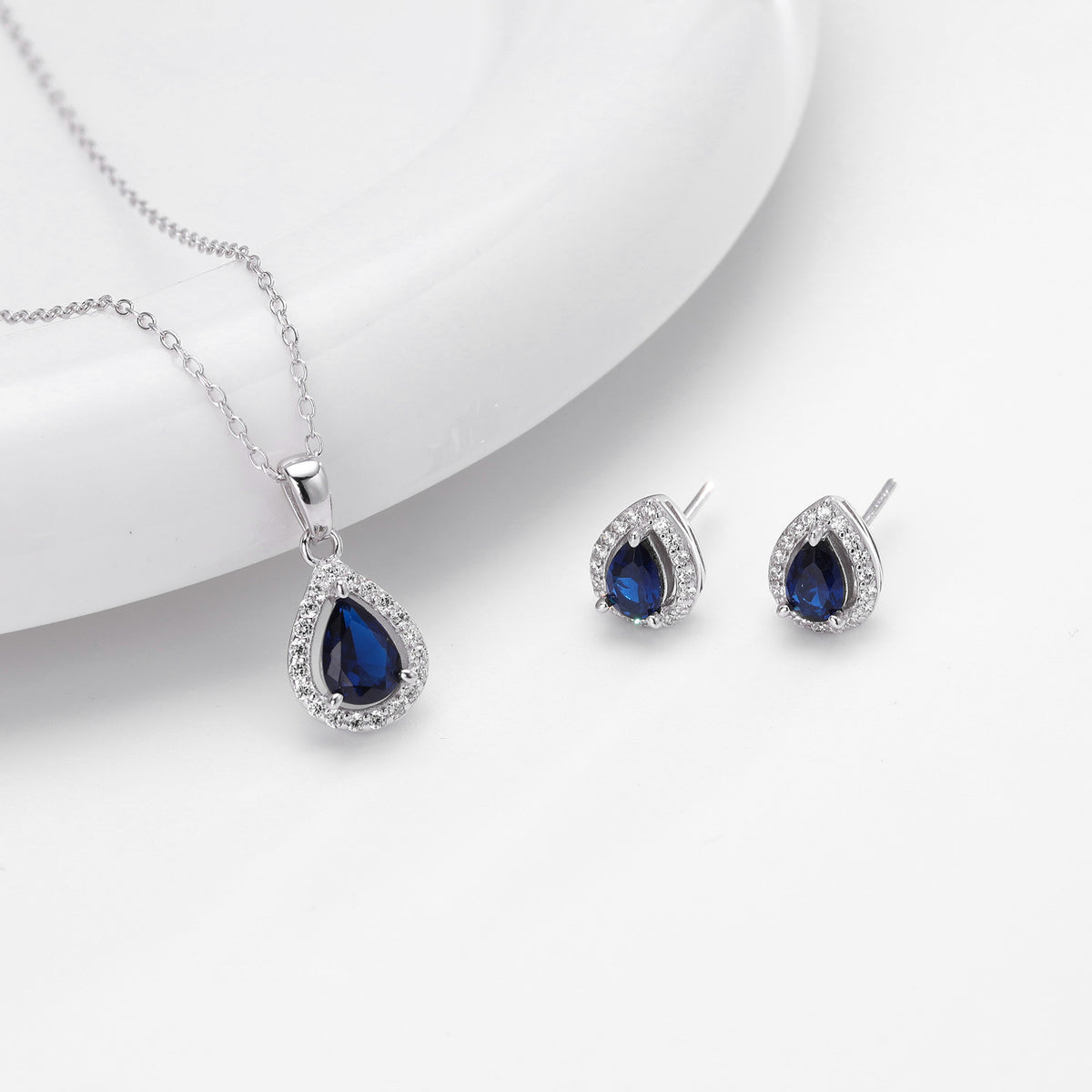 Double-Layer Zircon Earrings and Necklace Set – image 23