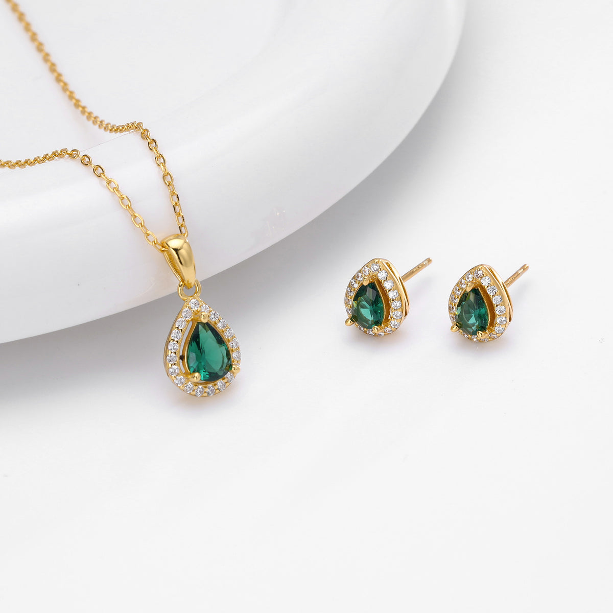 Double-Layer Zircon Earrings and Necklace Set – image 27