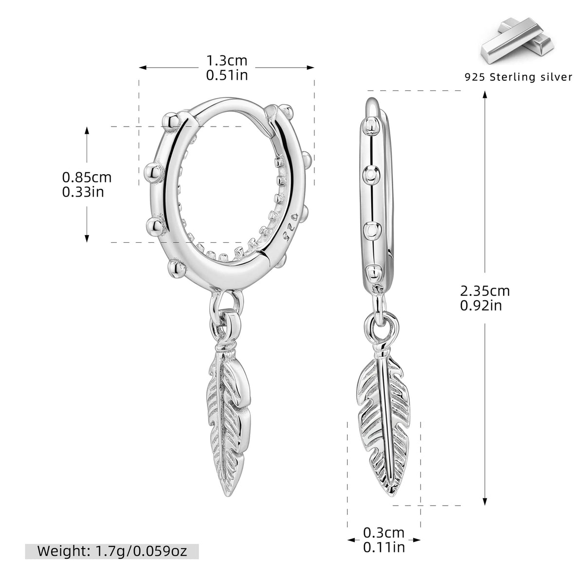Feather Charm Beaded Hoop Earrings – image 5