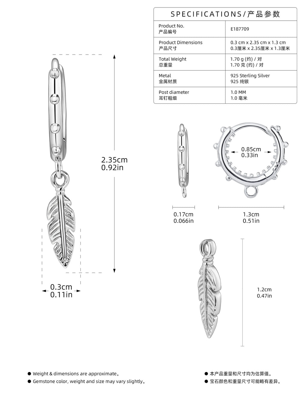 Feather Charm Beaded Hoop Earrings – image 6