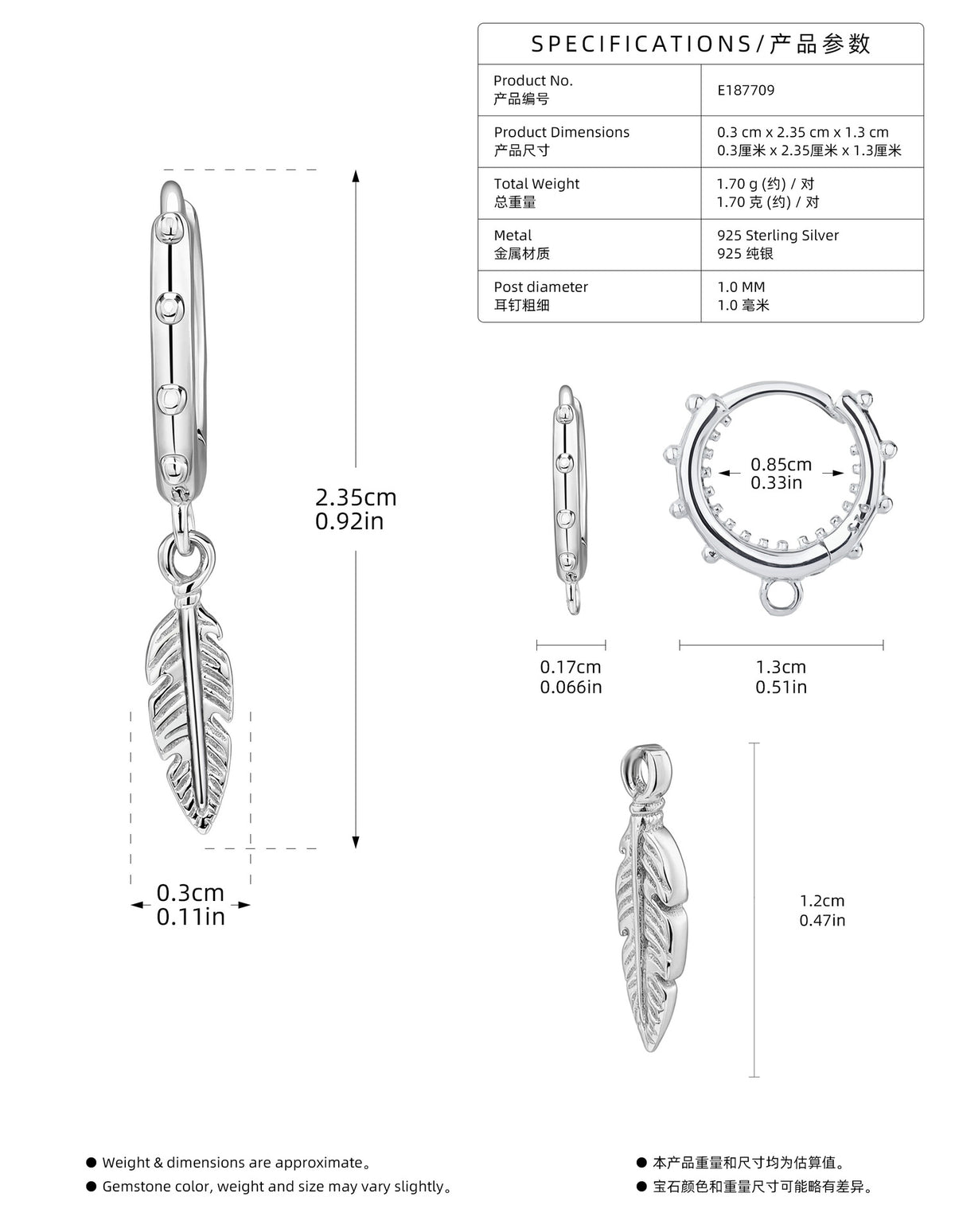 Feather Charm Beaded Hoop Earrings – image 6