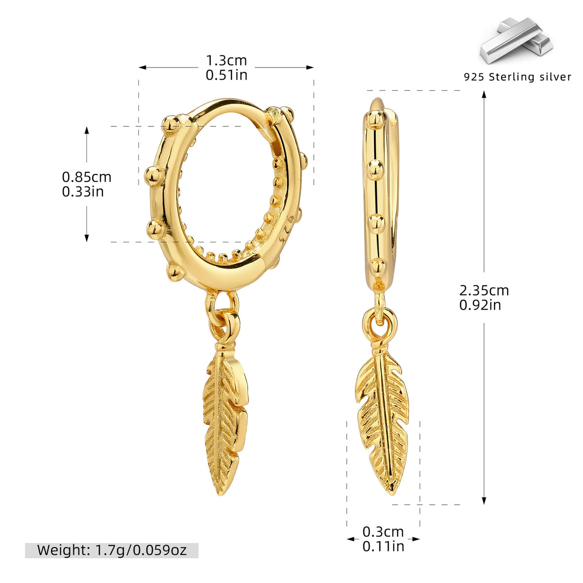 Feather Charm Beaded Hoop Earrings – image 7