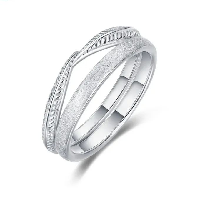 Feather Double Ring Two-Piece Ring Set