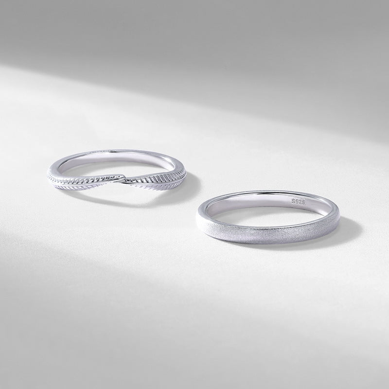 Feather Double Ring Two-Piece Ring Set – wholesale silver rings