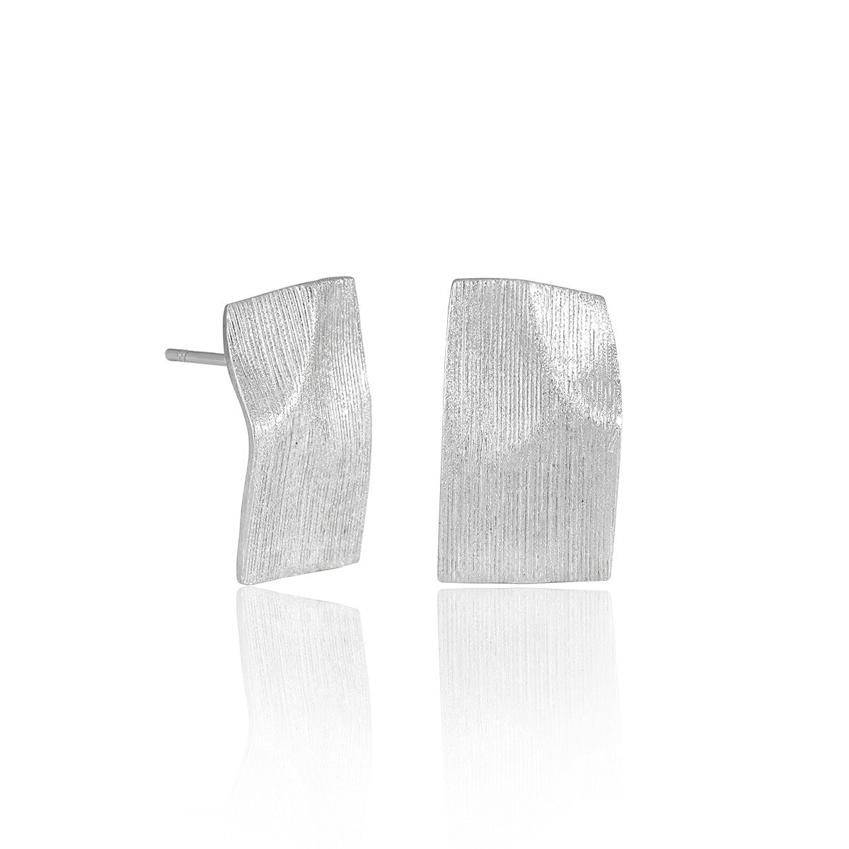 Fine-Line Textured Geometric Stud Earrings