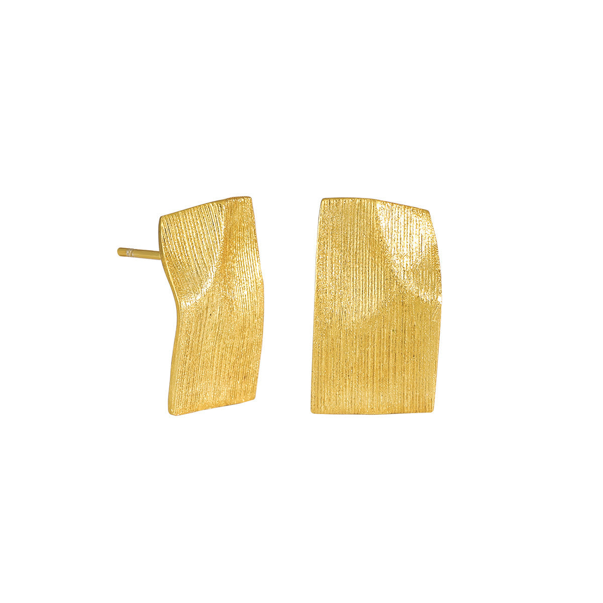 Fine-Line Textured Geometric Stud Earrings – image 7