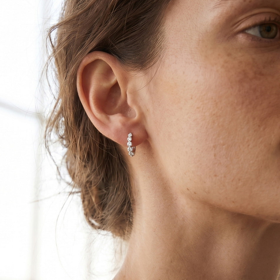Five-Stone Lab-Grown Diamond Huggie Earrings – image 4