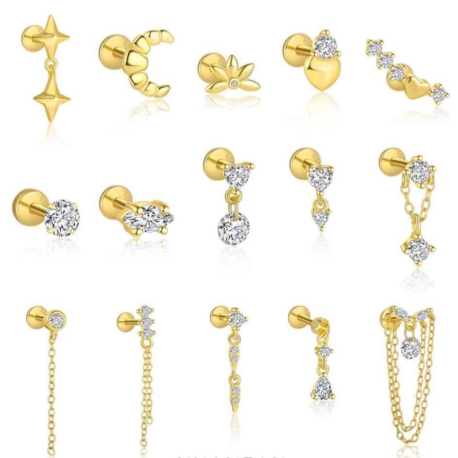 Flat-Back Zircon Stud Earrings