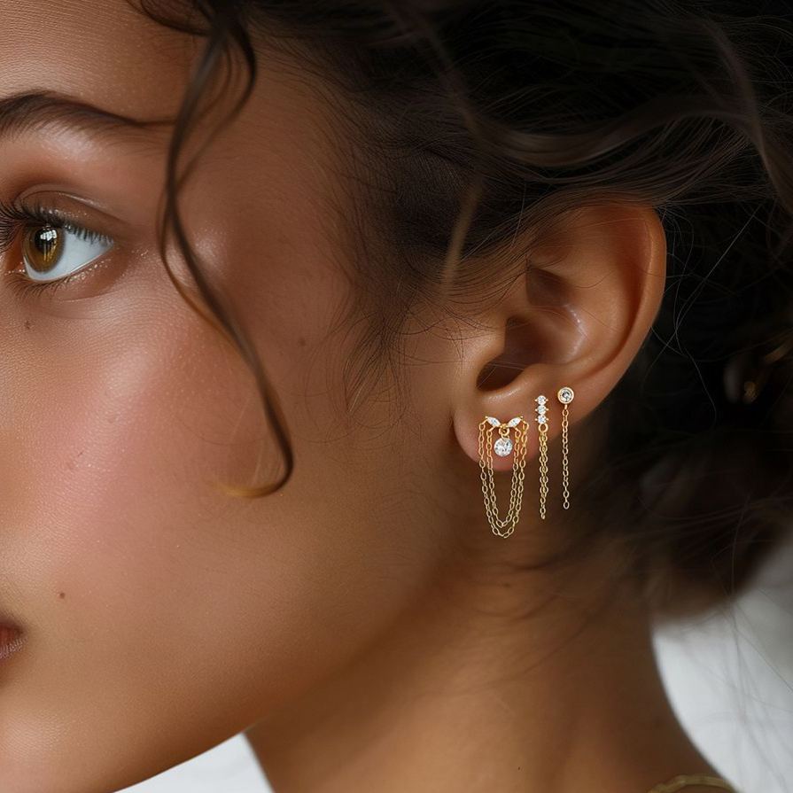 Flat-Back Zircon Stud Earrings – detail view 3