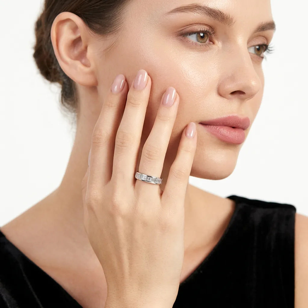 Flat-Set Baguette Moissanite Ring – wholesale moissanite rings
