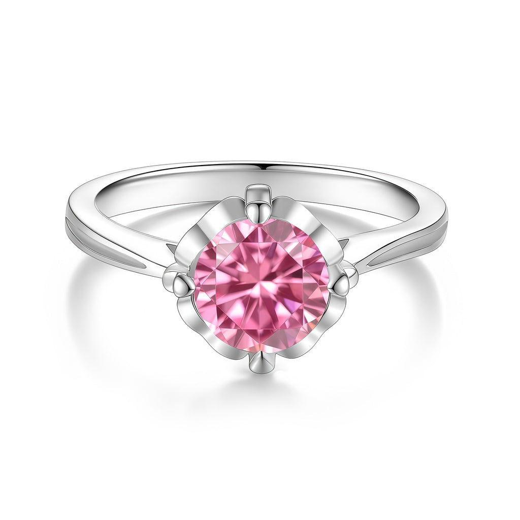 Floral Colorful Moissanite Ring – image 6