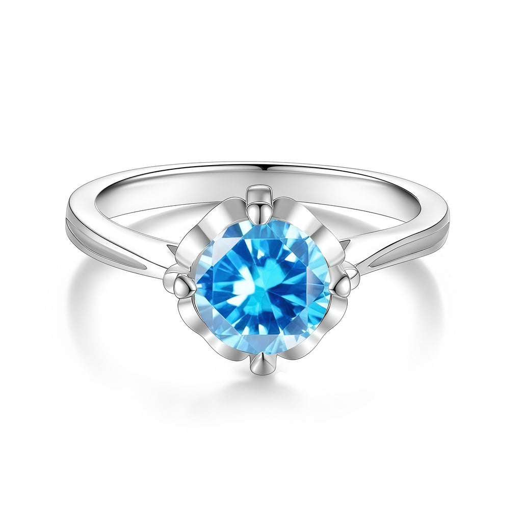 Floral Colorful Moissanite Ring – image 7