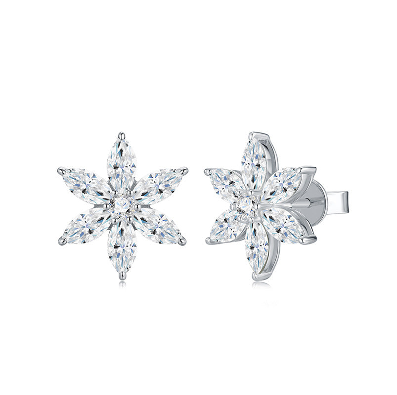 Floral Moissanite Stud Earrings