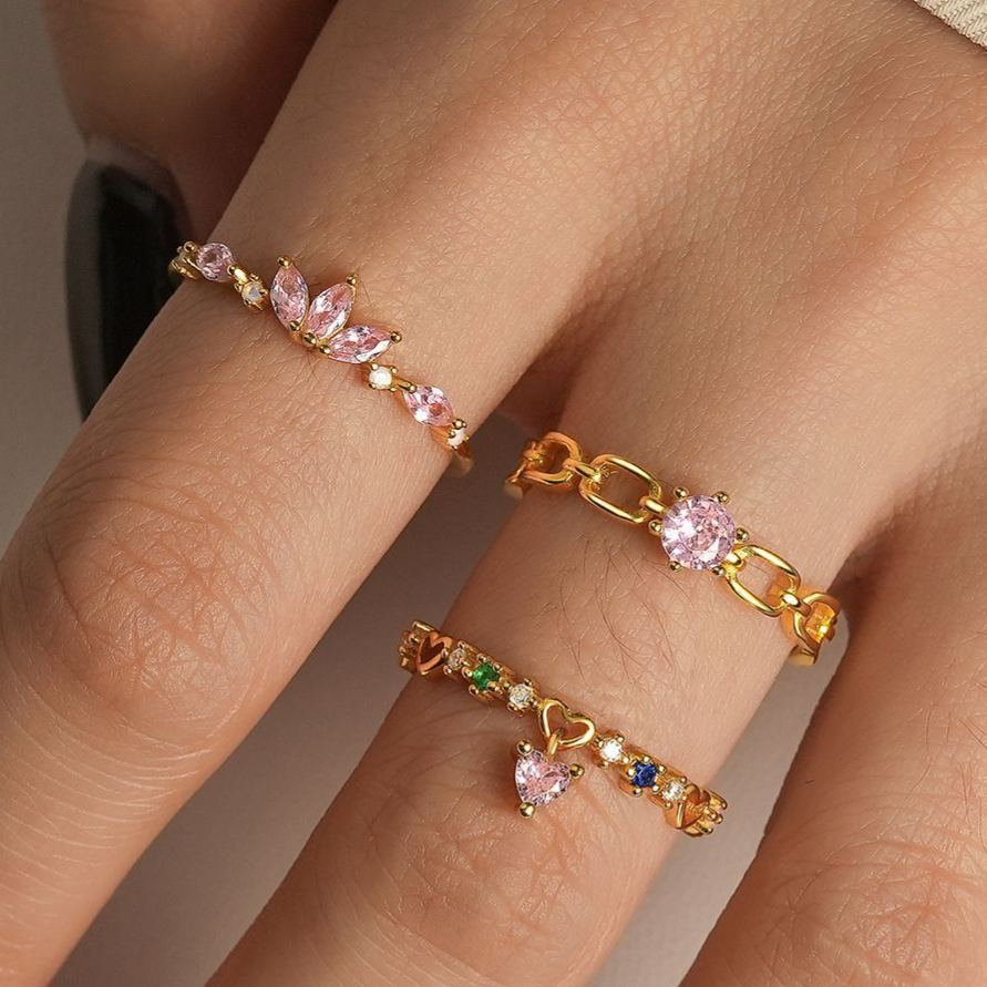 Flower Ring with Colorful Cubic Zirconia – image 4