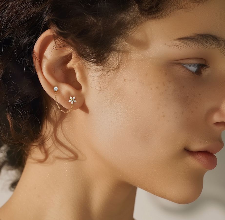 Flower Zircon Stud Earrings YCE193 – image 4