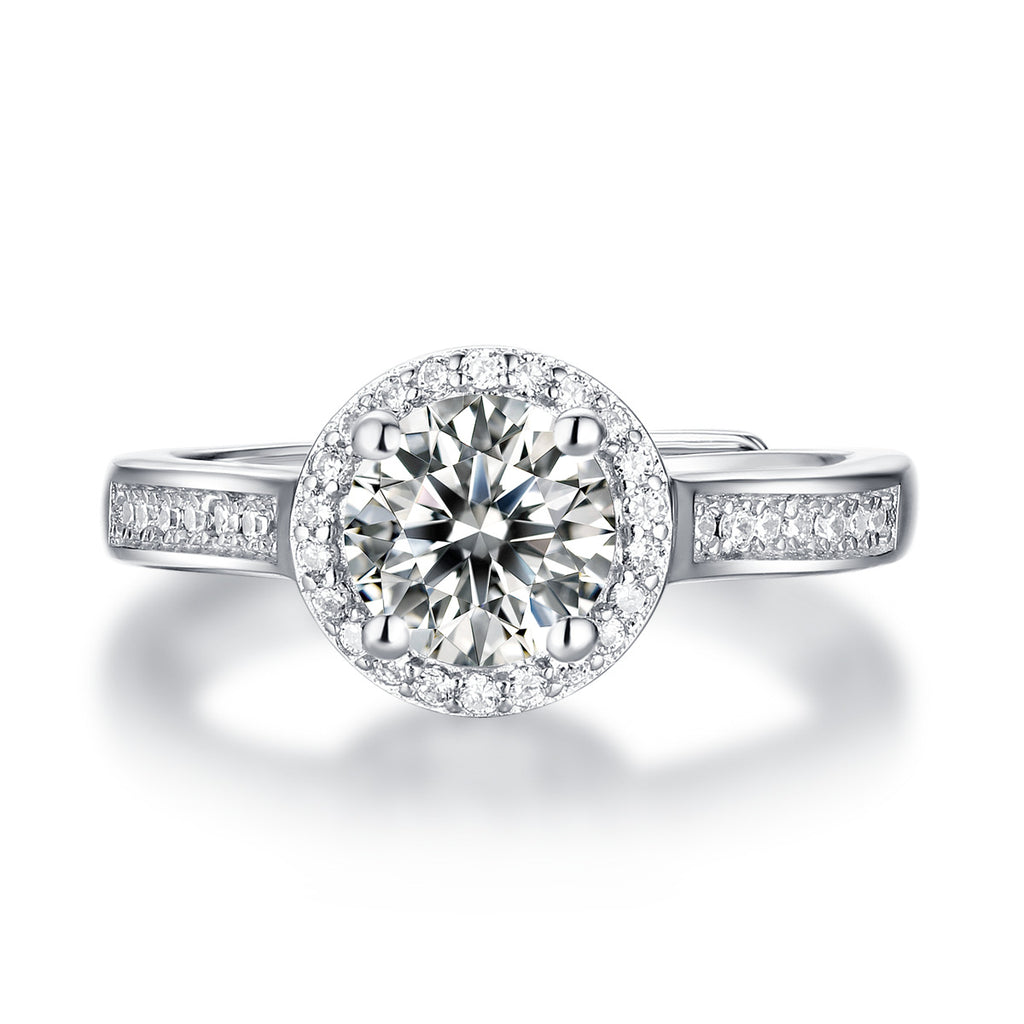 Fully Pave-Set Moissanite Adjustable Ring