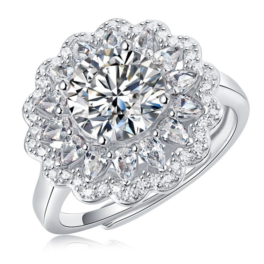 Fully Pave-Set Moissanite Adjustable Ring – detail view 3