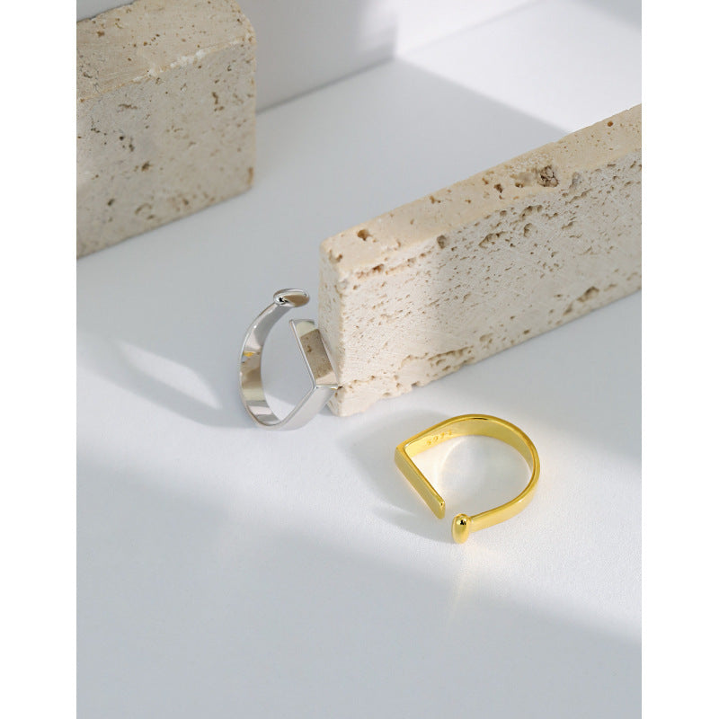 Geometric Asymmetric Open Ring – wholesale silver rings