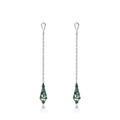 Geometric Green Moss Long Stud Earrings
