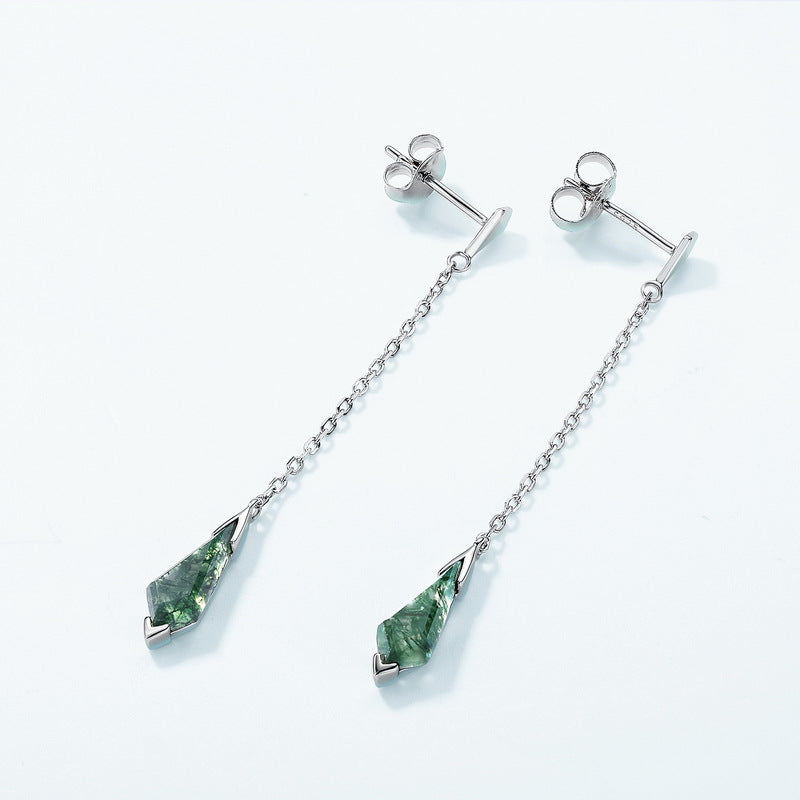Geometric Green Moss Long Stud Earrings – stud earrings in bulk