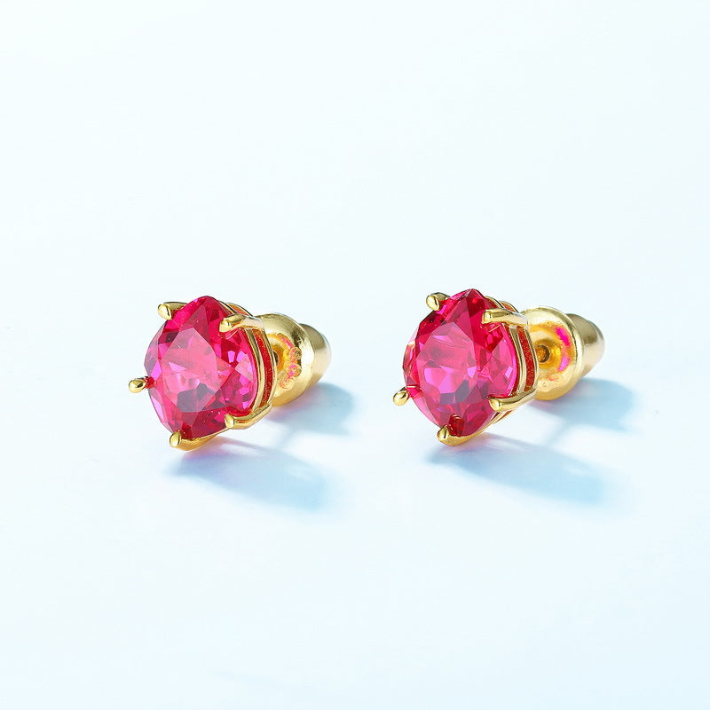 Geometric Red Corundum Earrings – stud earrings in bulk