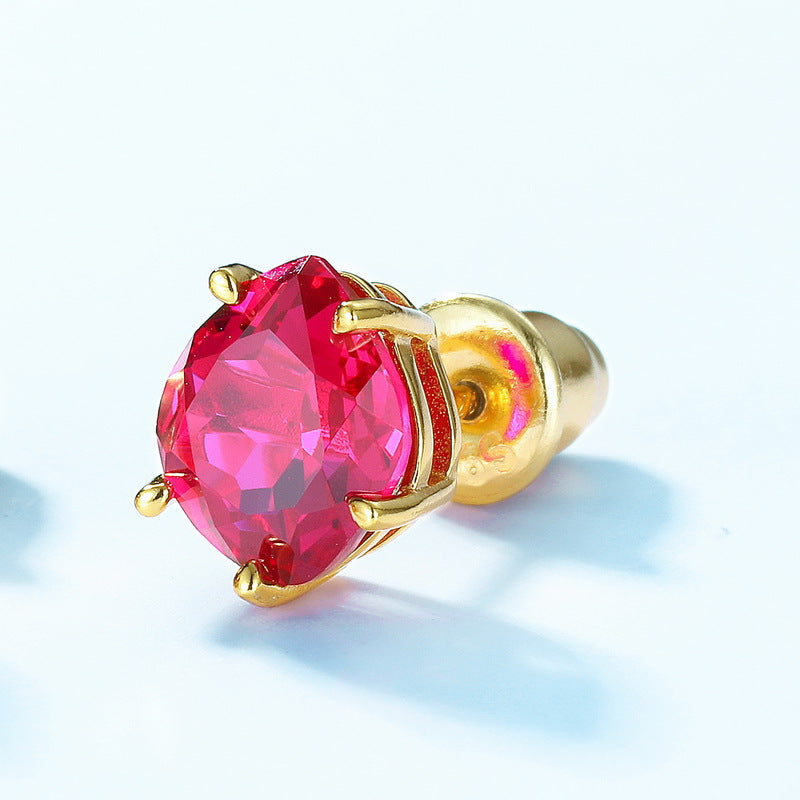 Geometric Red Corundum Earrings – detail view 3